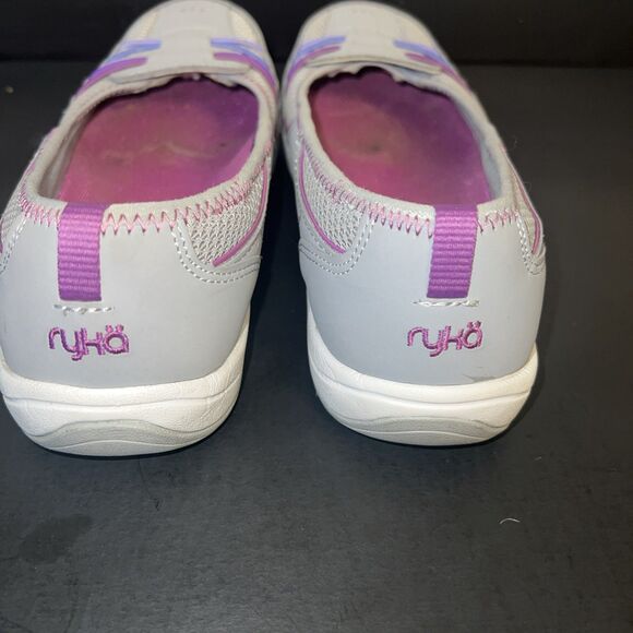 Ryka Tang Slip-On Comfort Shoes, Leather Upper, Gray&Purple Loafers Flats Size 8 - Picture 5 of 7